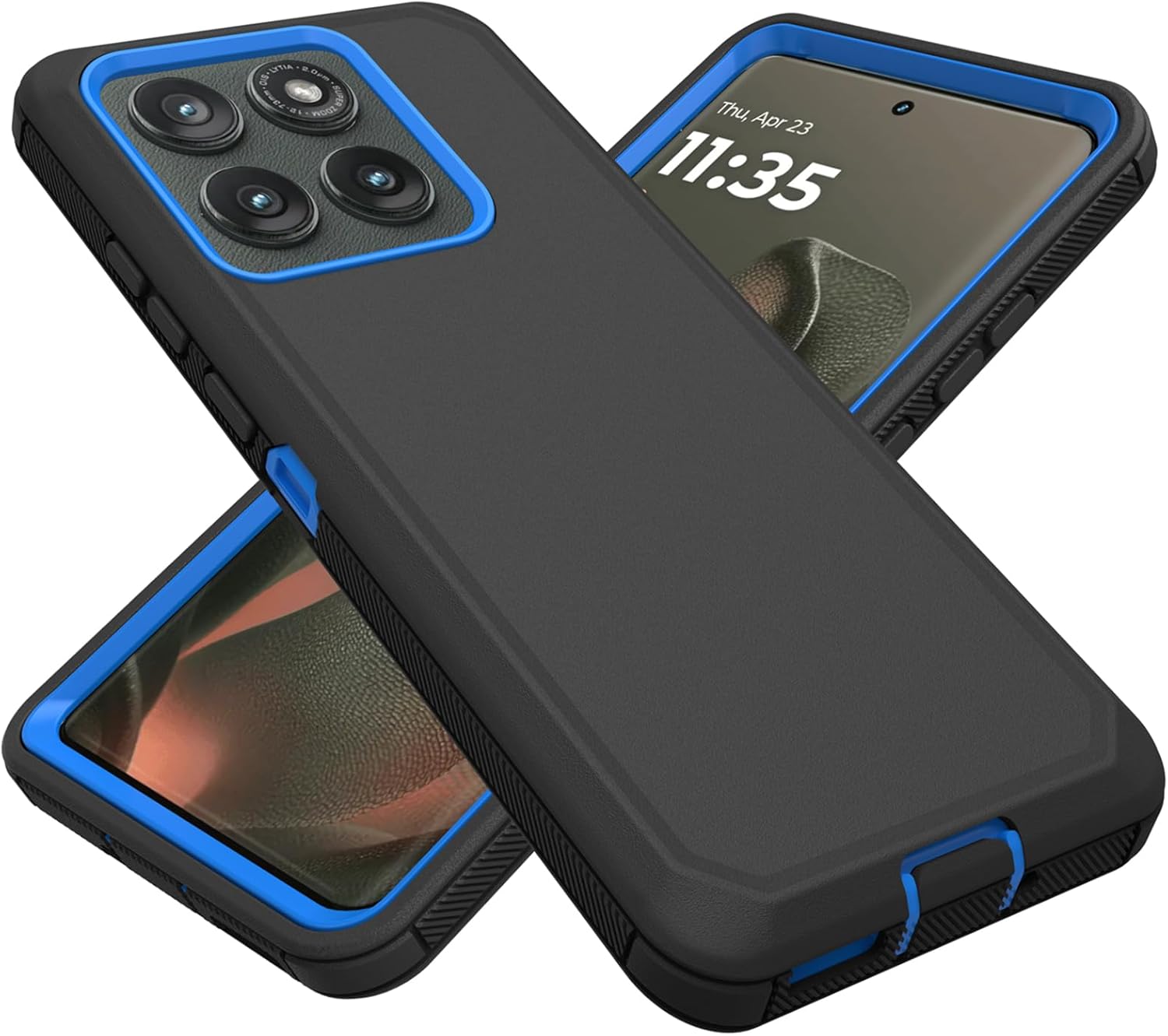 for Motorola Edge 2025 Case, Heavy Duty Defender Case Dustproof Shockproof Protection 3 in 1 Rugged Cover for Motorola Moto Edge 5G 2025 (Blue/Black) Moto Edge 2025 Blue/Black