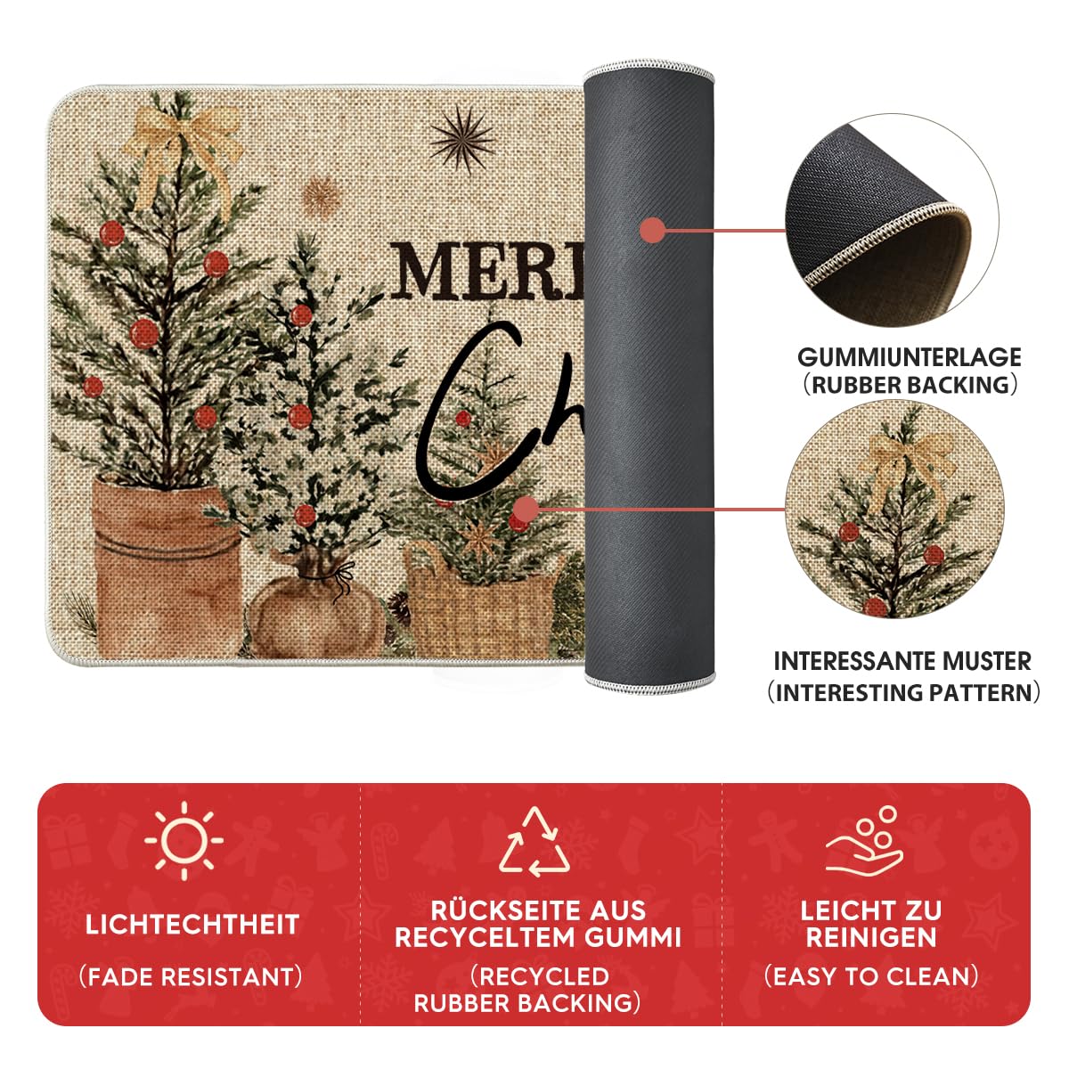 Artoid Mode Alberi - Set di 2 tappeti da cucina con pigne di pino, per interni ed esterni, 43 x 73 e 43 x 118 cm
