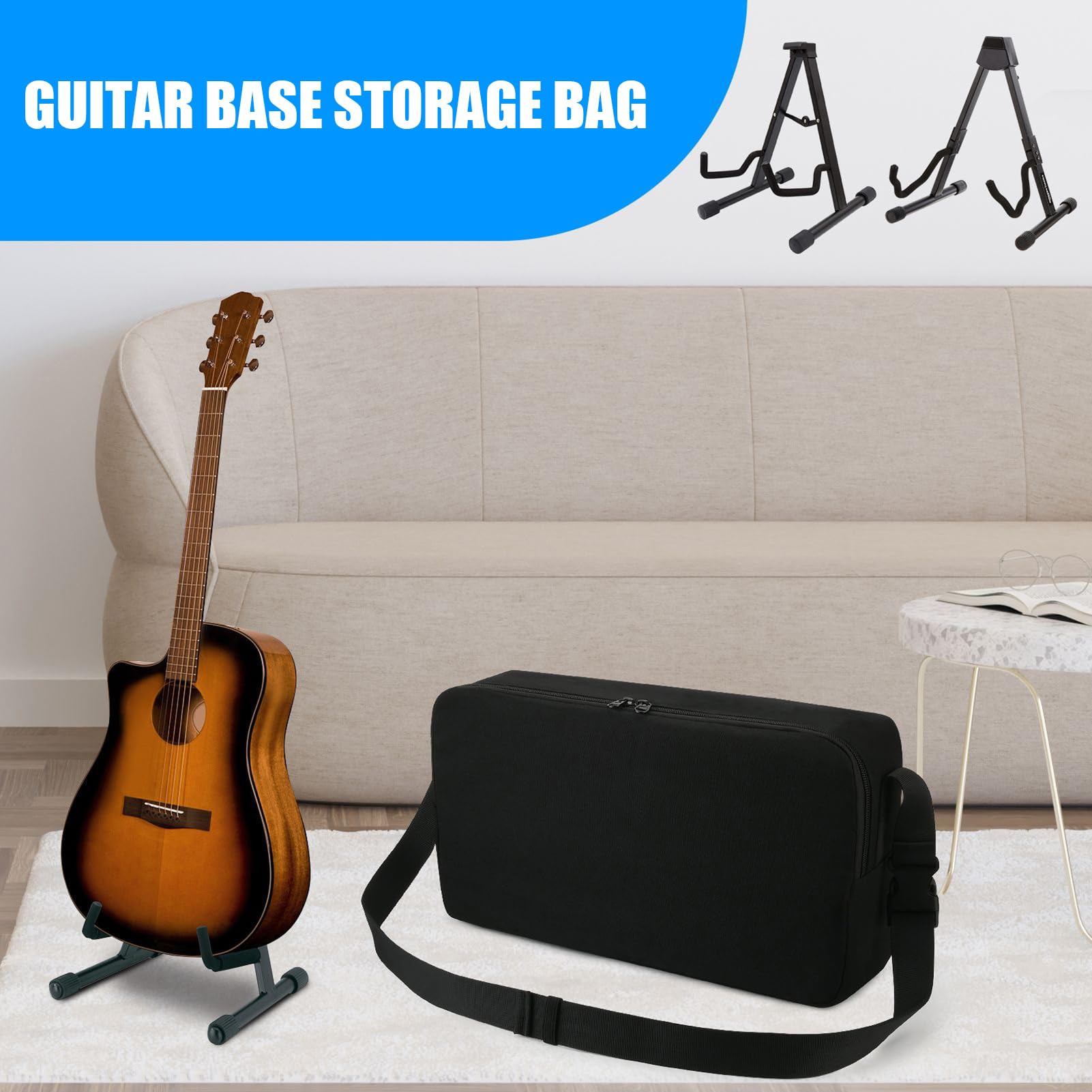 Generico Borsa Porta Supporto Chitarra | Custodia Impermeabile,Organizzatore Attrezzatura Musicale con Tra colla per Escursionismo Campeggio Scuola Viaggio Palco