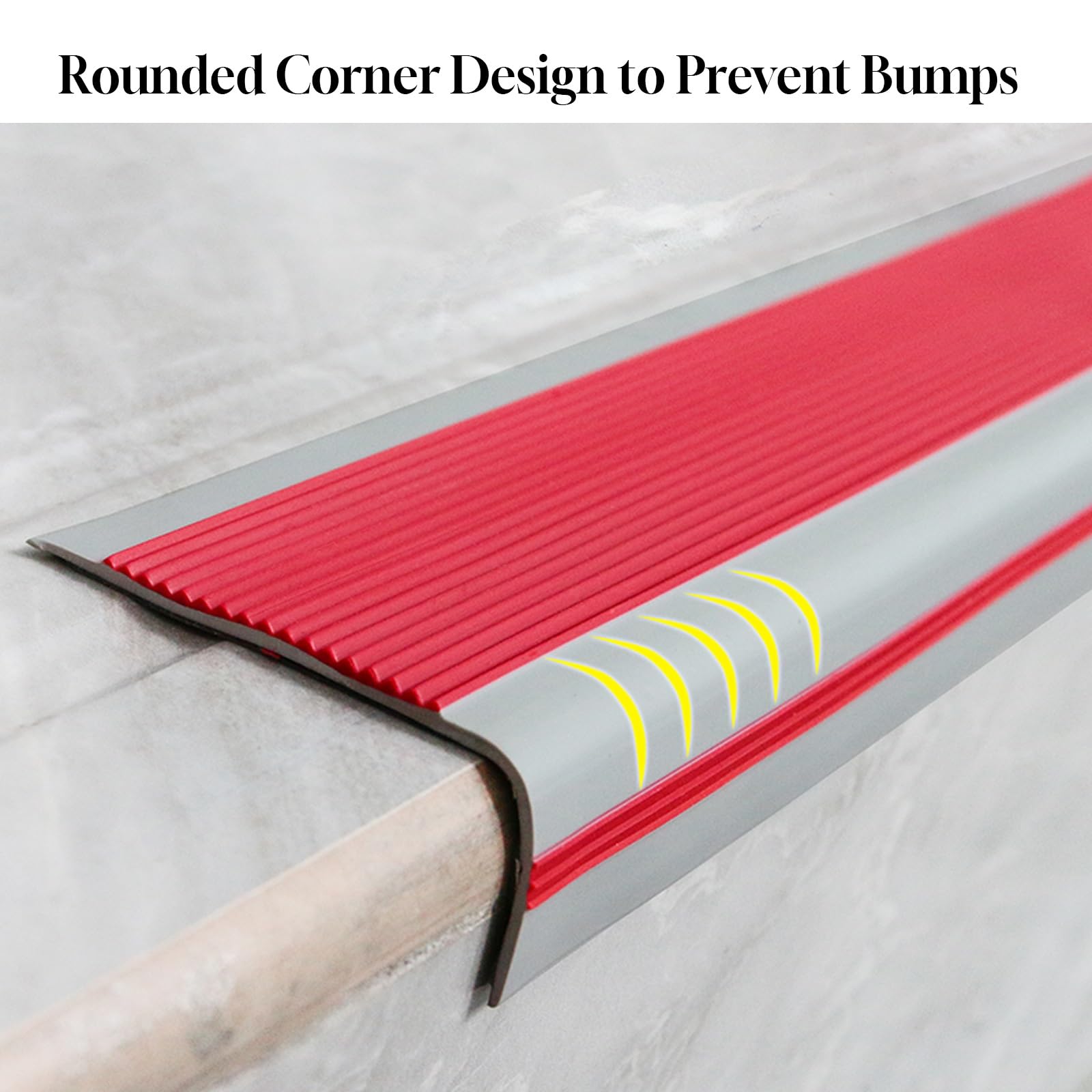 Tiras antideslizantes para peldaños de escalera, autoadhesivas, protectores de bordes de goma para peldaños interiores y exteriores, tiras de seguridad de vinilo para escaleras (rojo, 4,06 m160