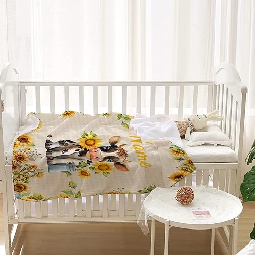 Miniatura 9 de Manta personalizada con diseño de jirafa y elefante, manta de franela suave, acogedora y ligera con nombre para sofá, cama, sofá, regalo, unisex,