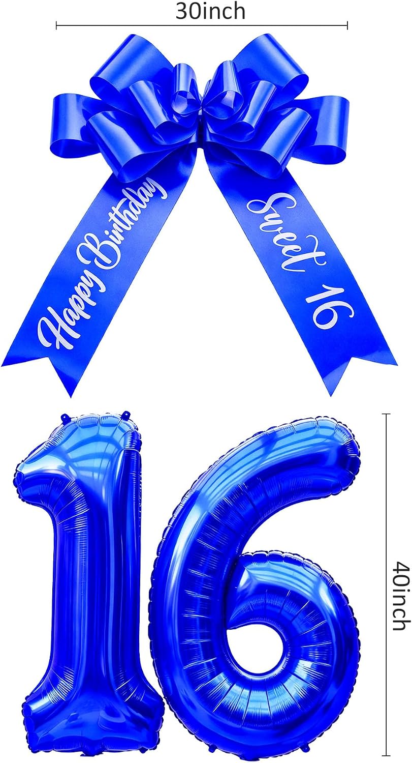 ACOCO 30" Big Bow for Car, Giant Blue Car Bow for Sweet 16th Birthday image 3