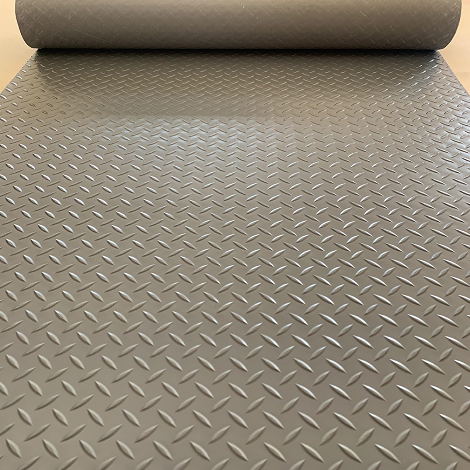 Mata podłogowa do garażu z PCV w kształcie diamentu w rolce | Wielokolorowe, wiele rozmiarów, siłownie w garażu: płyta diamentowa PVC o grubości 1,5 mm(Grey,0.9x7m)