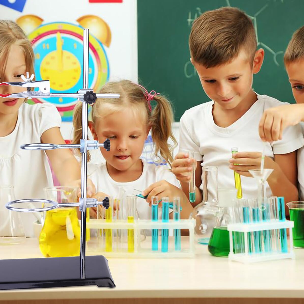 SHINEOFI Stabiles Eisen Laborständer Chemie Bausatz mit Stabilem Fuß und Instrumentenhalter für Physik und Chemieexperimente im Laborgebrauch