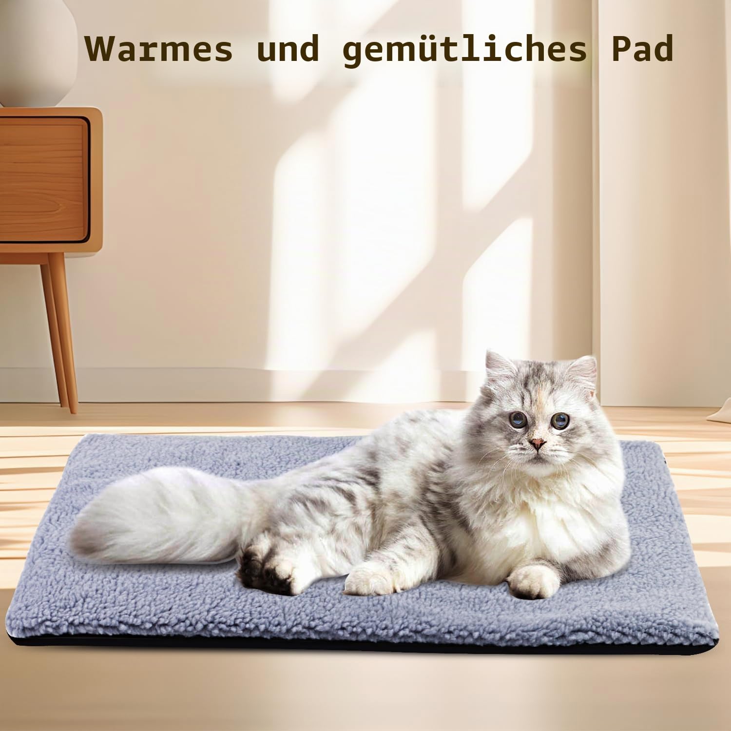 Selbstheizende Katzendecke Selbstwärmend Decke Katze, Heizdecke für Katze Ohne Strom, Anti-Slip Wärmedecke Angenehm Katzen Decke Flauschig & Rutschfester, 60 x 40 cm für Innen- und Außenbereich