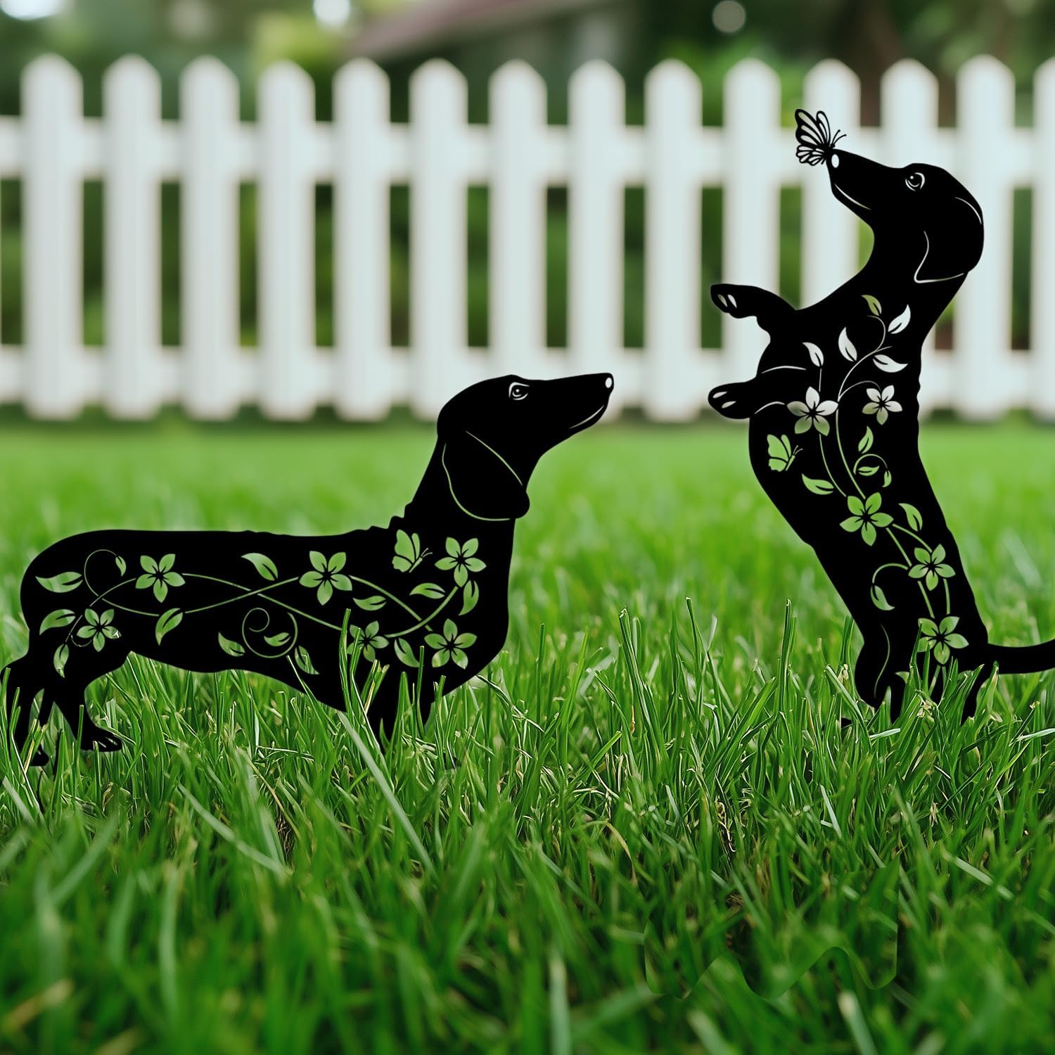 Dog Garden Decor for Outside, Dachshund Gifts for Dog Lovers, Rust Proof Metal Black Silhouette Decorative Garden Stakes for Yard, Patio, Lawn Decorations, Dachshund Outdoor Decor Yard Art
