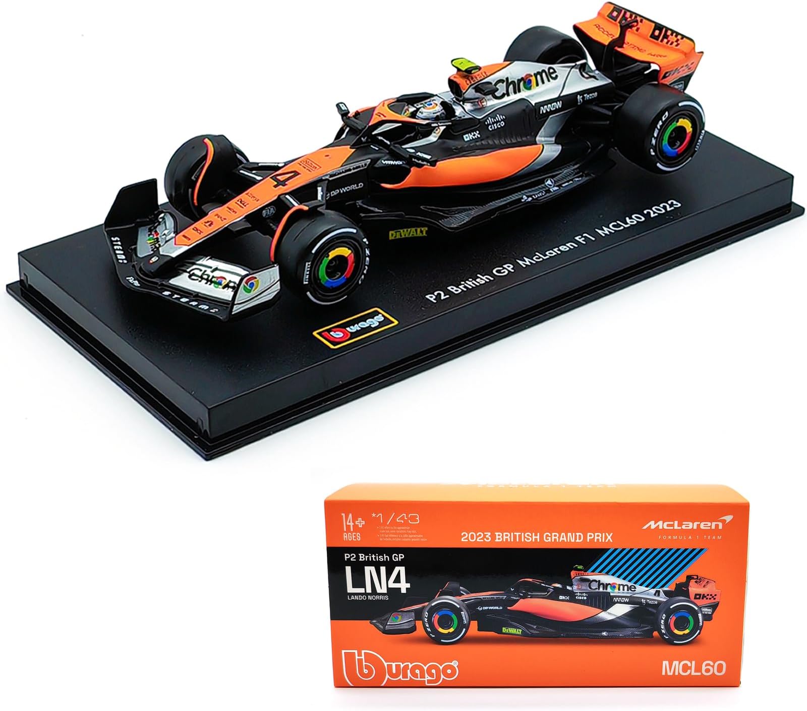 1/43 P2 British GP F1 MCL60 2023#4 Lando Norris Alloy Car Die Cast Model Collection Gift (MCL60 4# W/Driver)