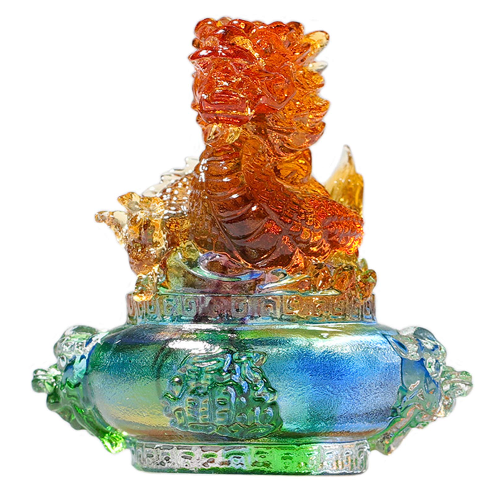 RLKHXBS Tabletop Chińskie 12 figurki statua dekoracyjna, szklana dwanaście dekoracji zwierząt pełna zestaw ozdób, męską maskotkę figurową Dekorację Dekorację, świnia