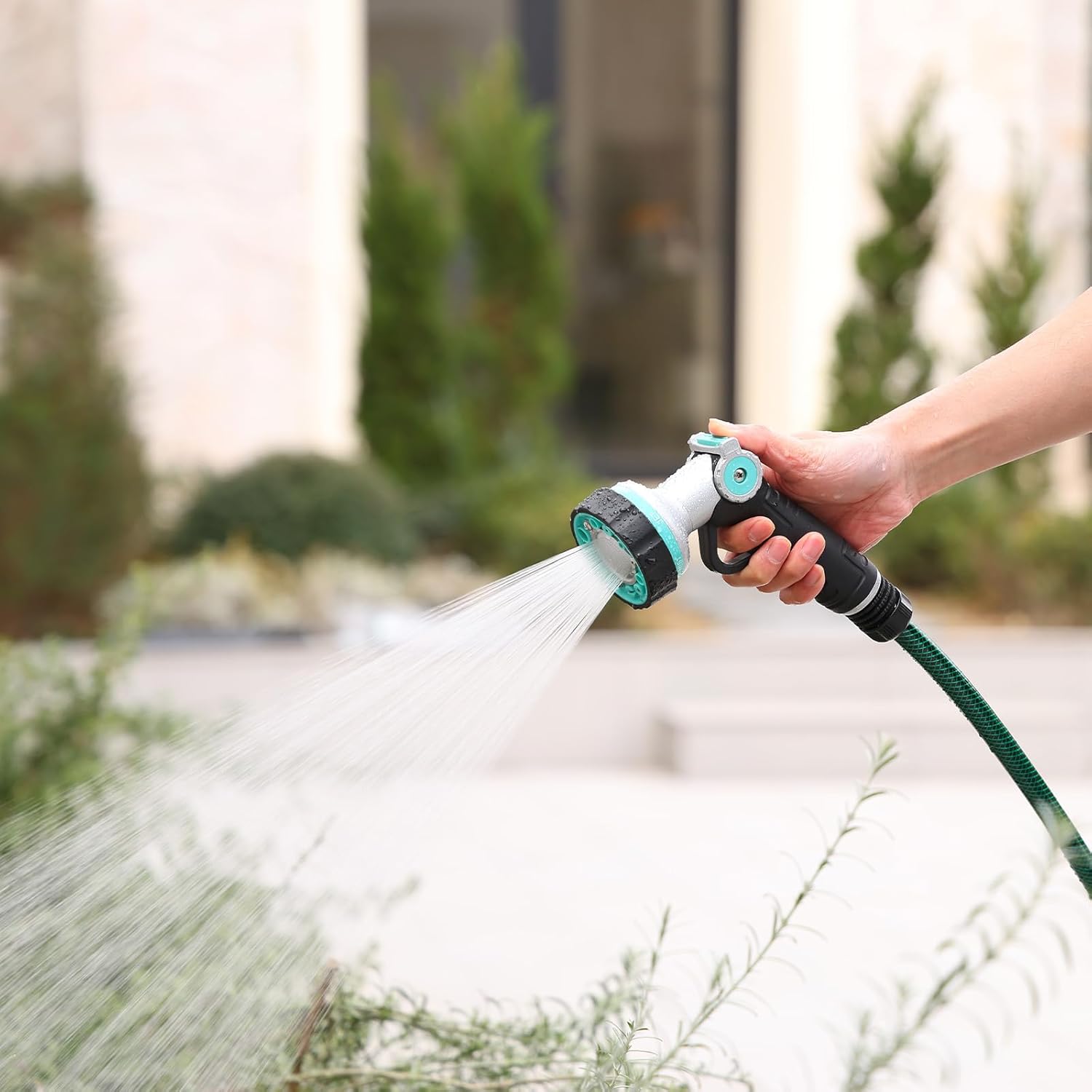 Garden Hose Nozzle Heavy Duty, 6 Adjustable Spray Patterns, Water Sprayer Nozzle with Thumb Control & Soaker Mode, Slip Resistant Hose Sprayer Nozzle for Watering Lawn, Car Wash, Pet Cleaning & Patio