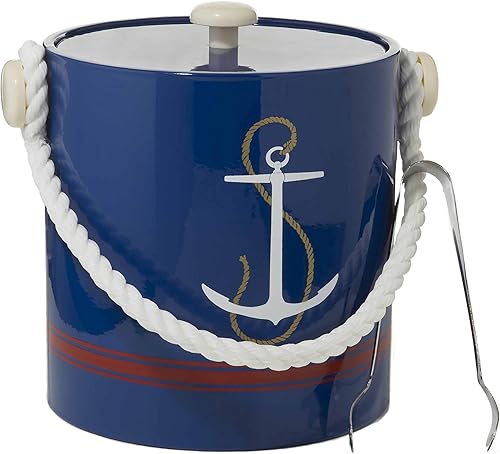 Miniatura 6 de Hecho a mano en Estados Unidos, cubo de hielo aislado de doble pared de 3 cuartos de galón con pinzas para hielo (colección náutica)