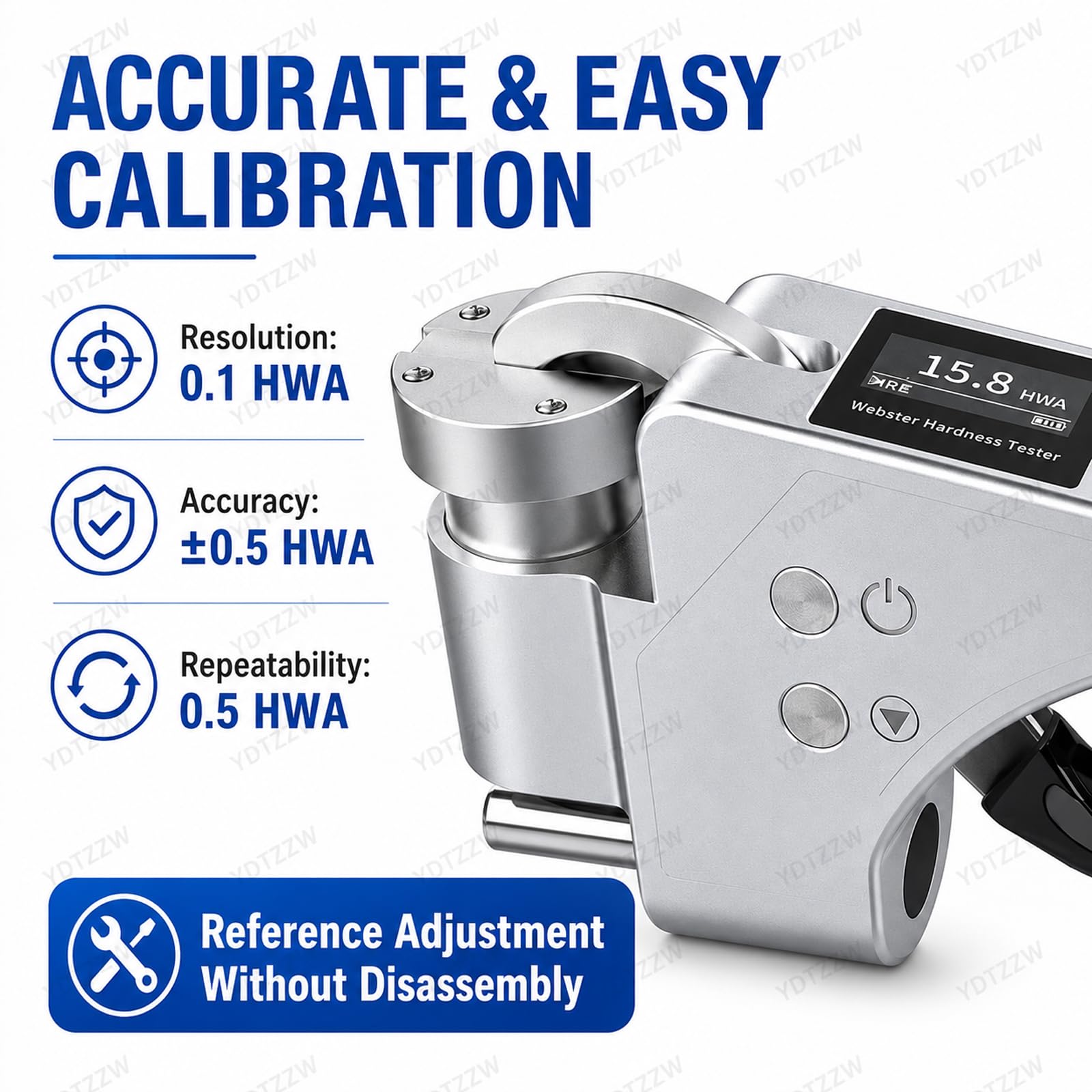 Durómetro Digital Webster, medición portátil de la dureza del Aluminio, Rango de 0 a 20 HWA, Espesor de 0,6 a 8 mm, resolución de 0,1 HWA, precisión de ±0,5 HWA, para perfiles, láminas y Tubos
