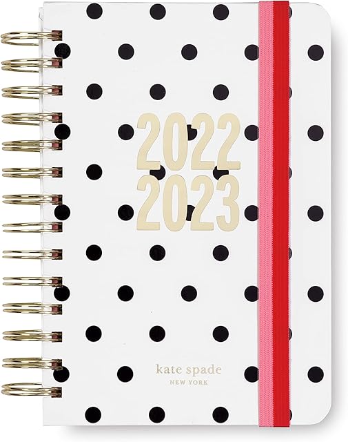 Kate Spade New York 2022-2023 Diary Weekly and Monthly, Medium Planner Dated August 2022 - December 2023, Hardcover Agenda, Day Planner with Stickers, Pockets, and Spiral Binding (Cabana Dot)