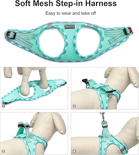 Miniatura 8 de Mercano Juego de arnés y correa de malla suave para perro, sin ascenso, reflectante, transpirable, ligero, fácil de caminar, a prueba de escapes,