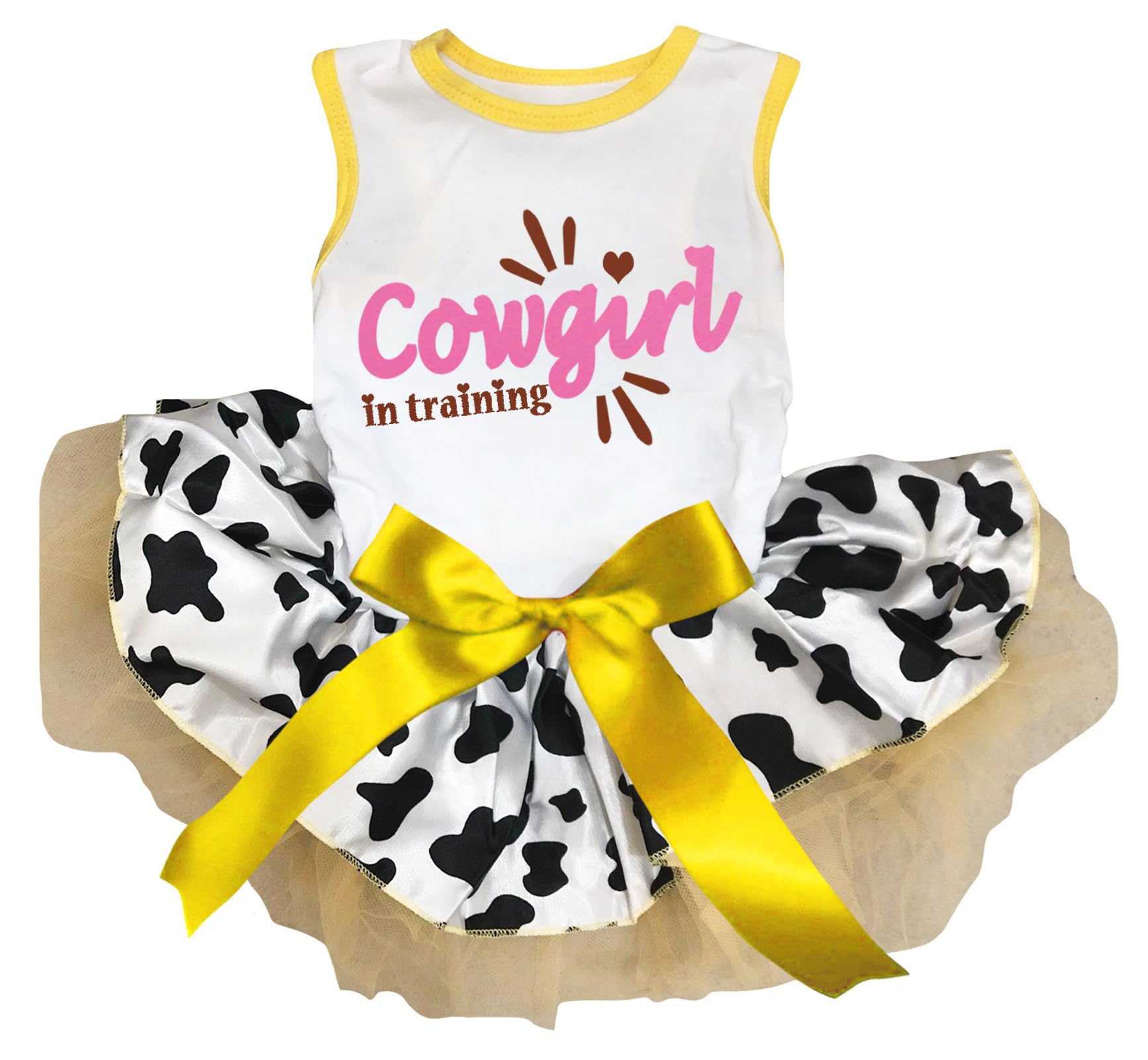 Robe pour chiot Cowgirl in Training L blanche motif vache anti-frottement