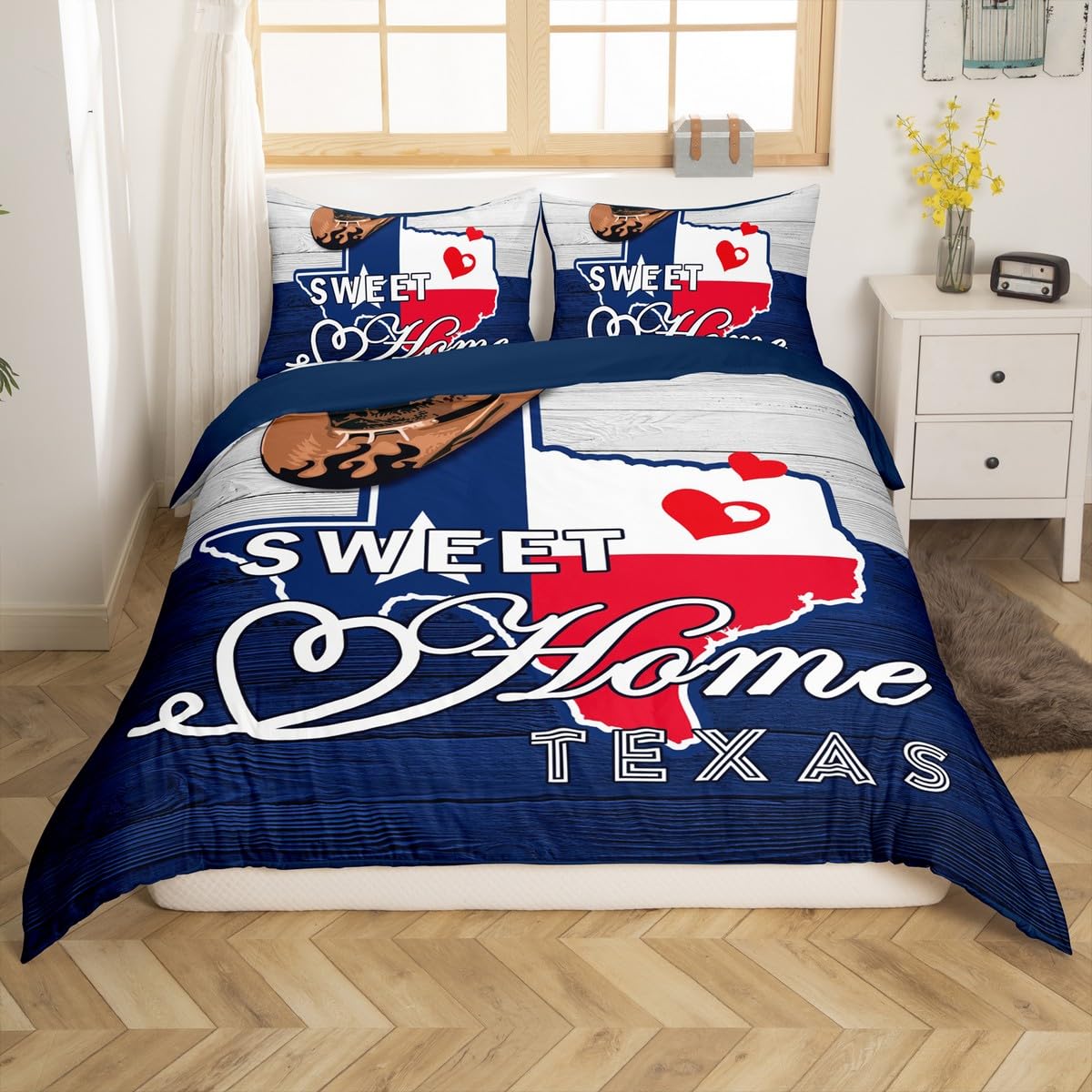 Parure de lit Texas Star housse de couette 200x200 drapeau américain cowboy pour garçons