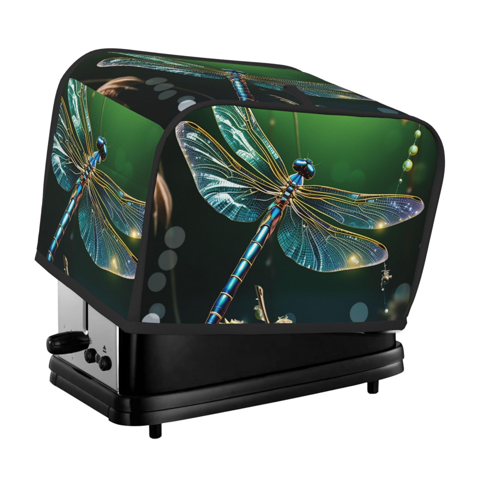 Fodpand Black Toaster Covers 2 Slice Dragonfly Green Bread Machine Cover Quilted Toaster Dustproof Cover Washable Appliance Cover Bread Maker Protective For Kitchen Small Appliance
