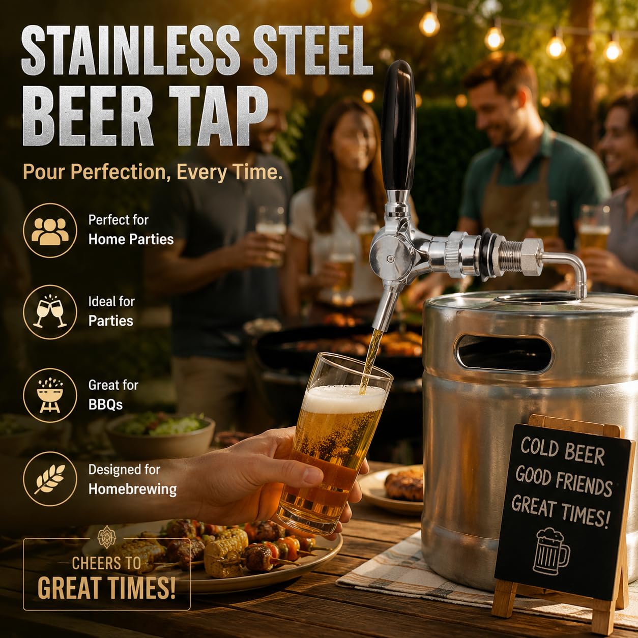 Grifo De Control De Flujo De Cerveza, Grifo De Cerveza De Barril, Grifo De Barril De Cerveza Grifo De Grifo De Cerveza De Control De Flujo Esferoidal De Acero Inoxidable Para Bar En Casa