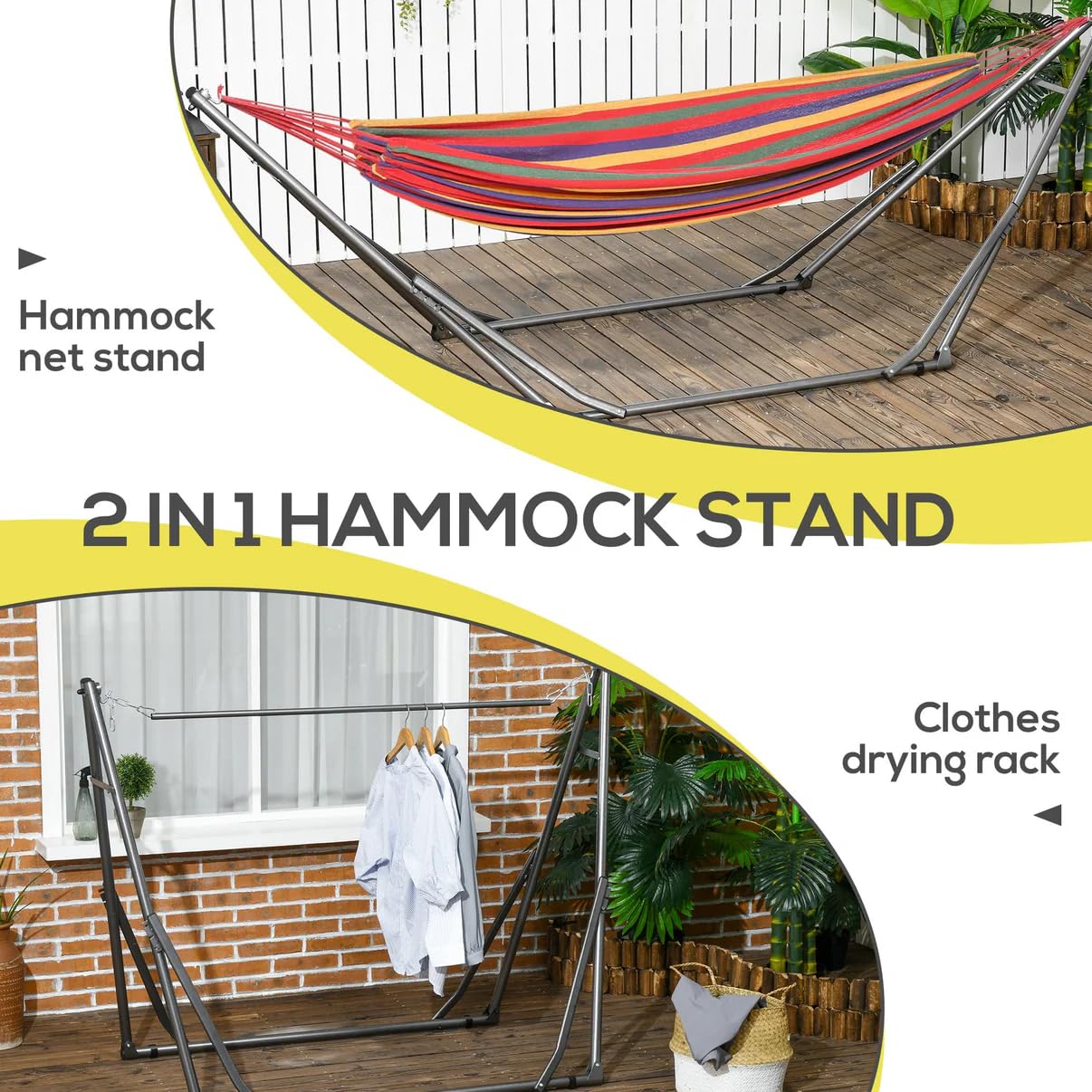 VITA5 Amaca da Giardino con Supporto per Ore di Rilassamento - Amaca per Due Persone Perfetta per Riposarsi Insieme - Amaca con Telaio in Metallo Resistente e Duraturo - Amaca Sospesa Portatile