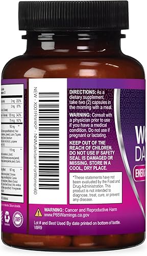 Vista 8 de Multivitamínico para mujeres con vitaminas A, B12, C, D, E, biotina, ácido fólico, zinc para energía y salud inmunológica, suplemento diario sin