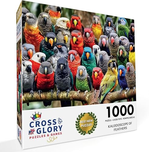 Miniatura 3 de Cross & Glory - Caleidoscopio de plumas - Rompecabezas de 1000 piezas para adultos  Obra de arte única de aves  Los mejores rompecabezas desafiantes