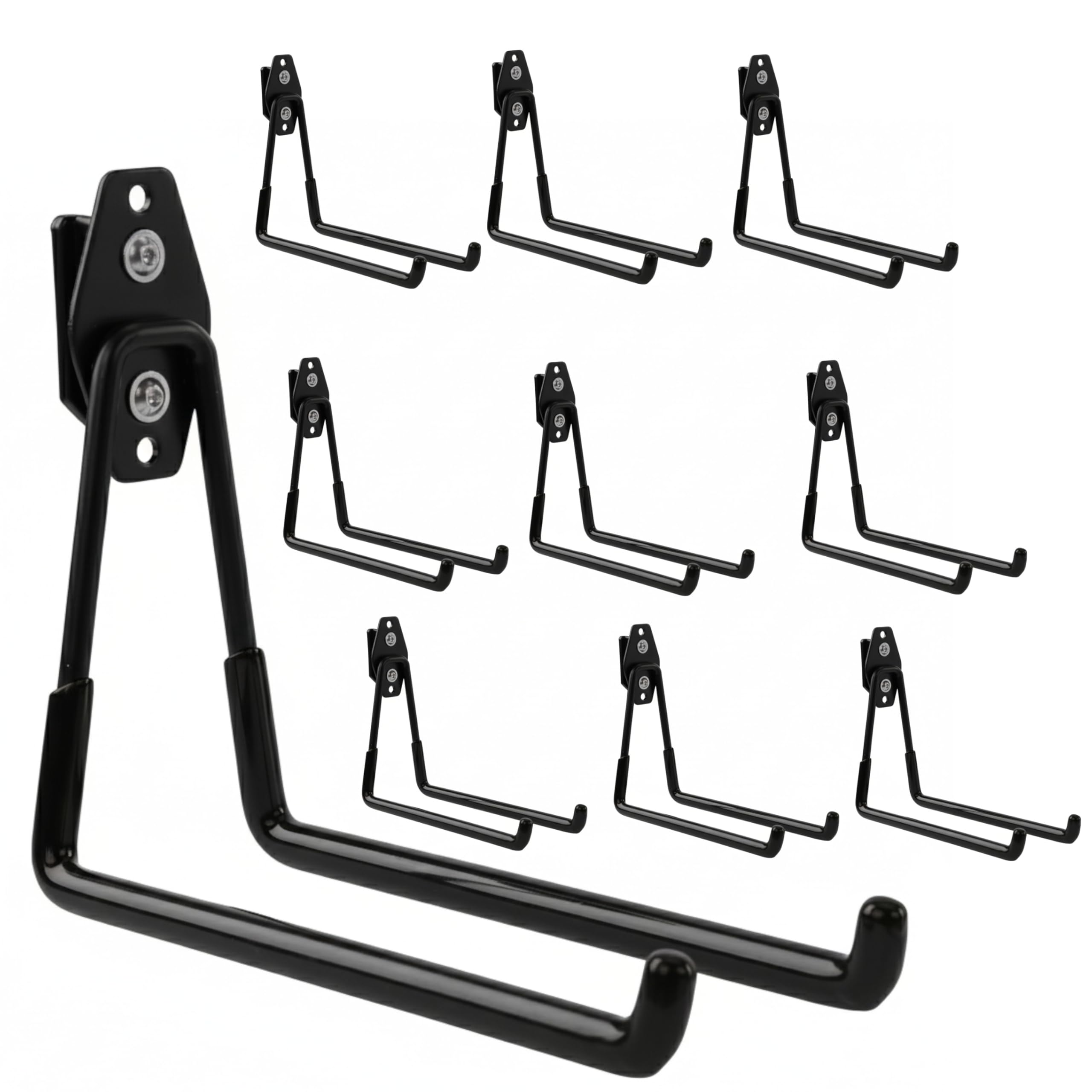botle Set di 10 ganci per attrezzi Qbrick per utensili elettrici, dritti da 19 cm, stabili con rivestimento in PVC, per garage, capannoni, doppio gancio, portata fino a 25 kg