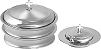 Vista 1 de Communion Ware - 2 bandejas para servir vino santo con tapa y 1 plato de pan apilable con tapa, acero inoxidable (espejo/plateado)