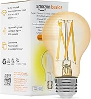 Amazon Basics A19 Smart Filament LED Bulb - Tunable White 2200K-6500K, Dimmable, WiFi Alexa Compatible, 1-Pack