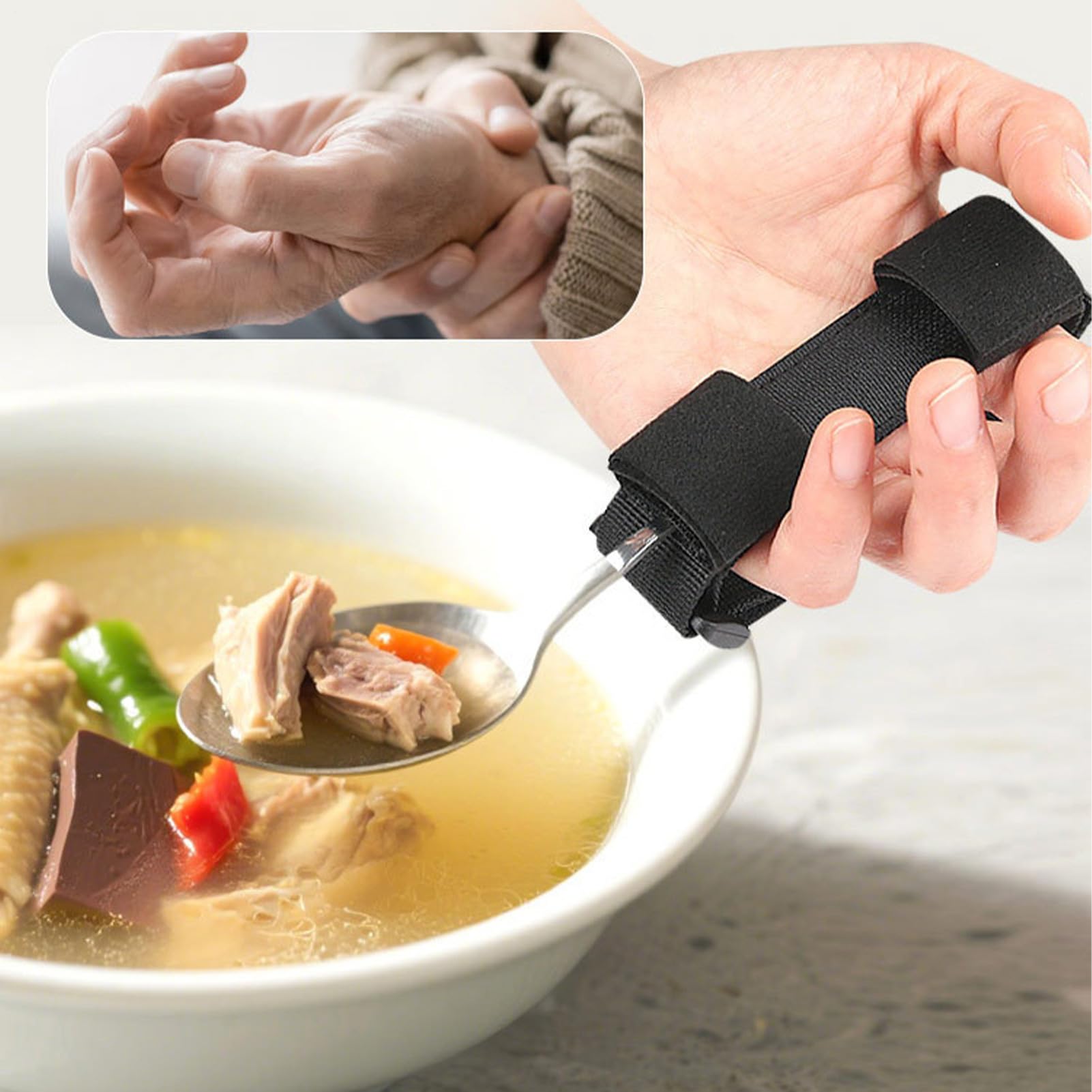 Sangle de Main pour Porte-Ustensiles | Aide à la Prise des Couverts | Sangle de Préhension pour Cuillère et Fourchette pour l'Aide à l'Alimentation des Personnes Handicapées - pour les