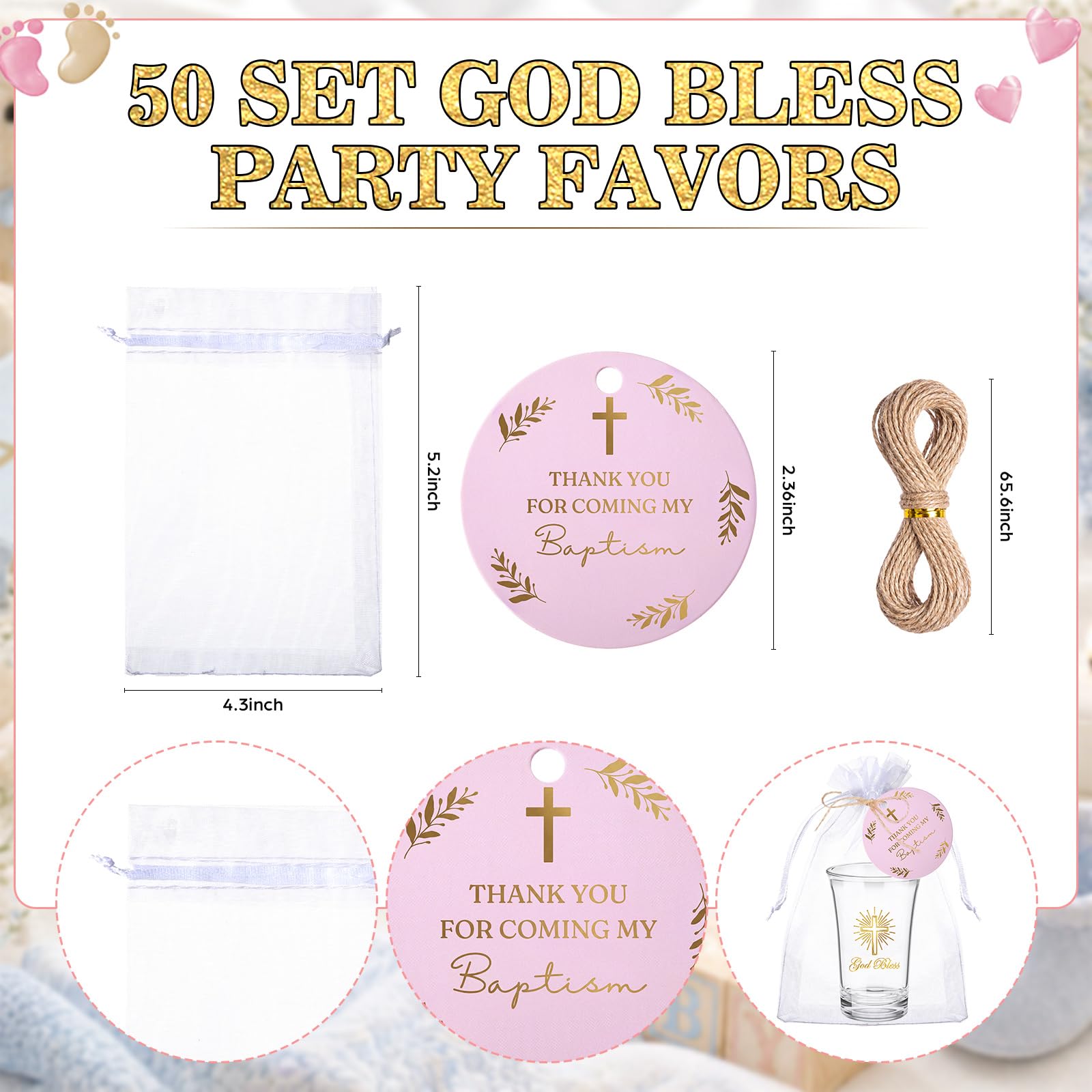 Sliner Lot de 50 verres à shot avec sac pour cartes Rose