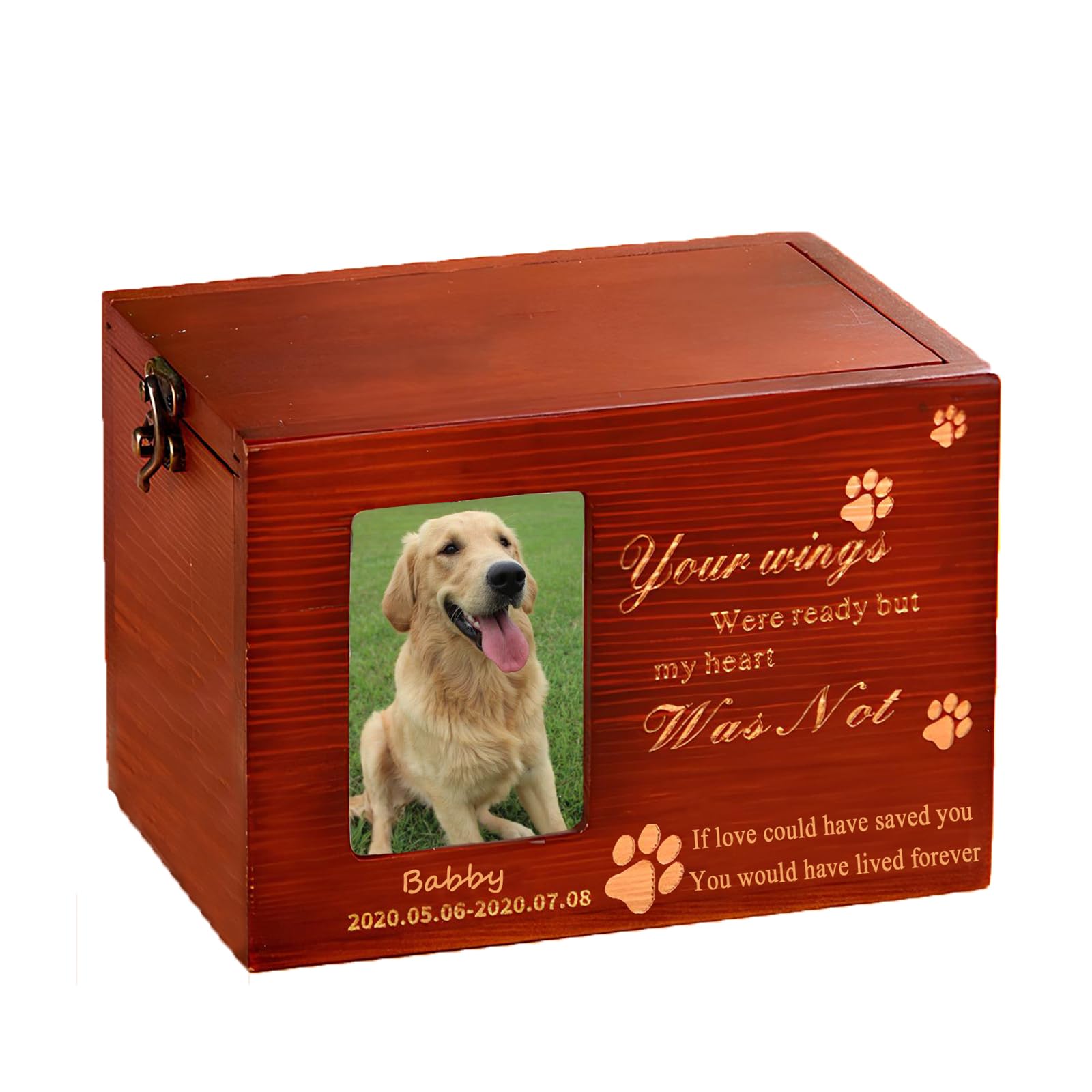 CCZUIML Personalized Pet Memorial Urns for Dog or Cat Ashes,Wooden Pet Memorial Urns,Aluminium Mini Urns,Loss Pet Memorial Remembrance Gift,Photo Box Pet Cremation Urn