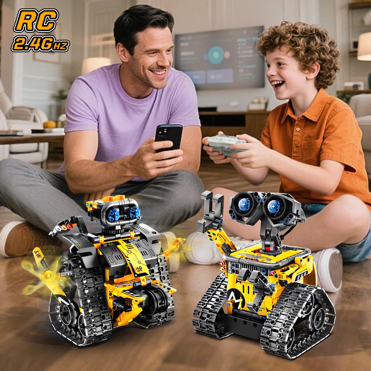 HiWEEGO Technik Roboter für Kinder Bausatz - 5-in-1 mit Fernbedienung und App Steuerung | 520 Stück RC Wall Roboter/Tech Robot Wiederaufladbarer Geschenke für 6-12+ Jahre alte Jungen Mädchen