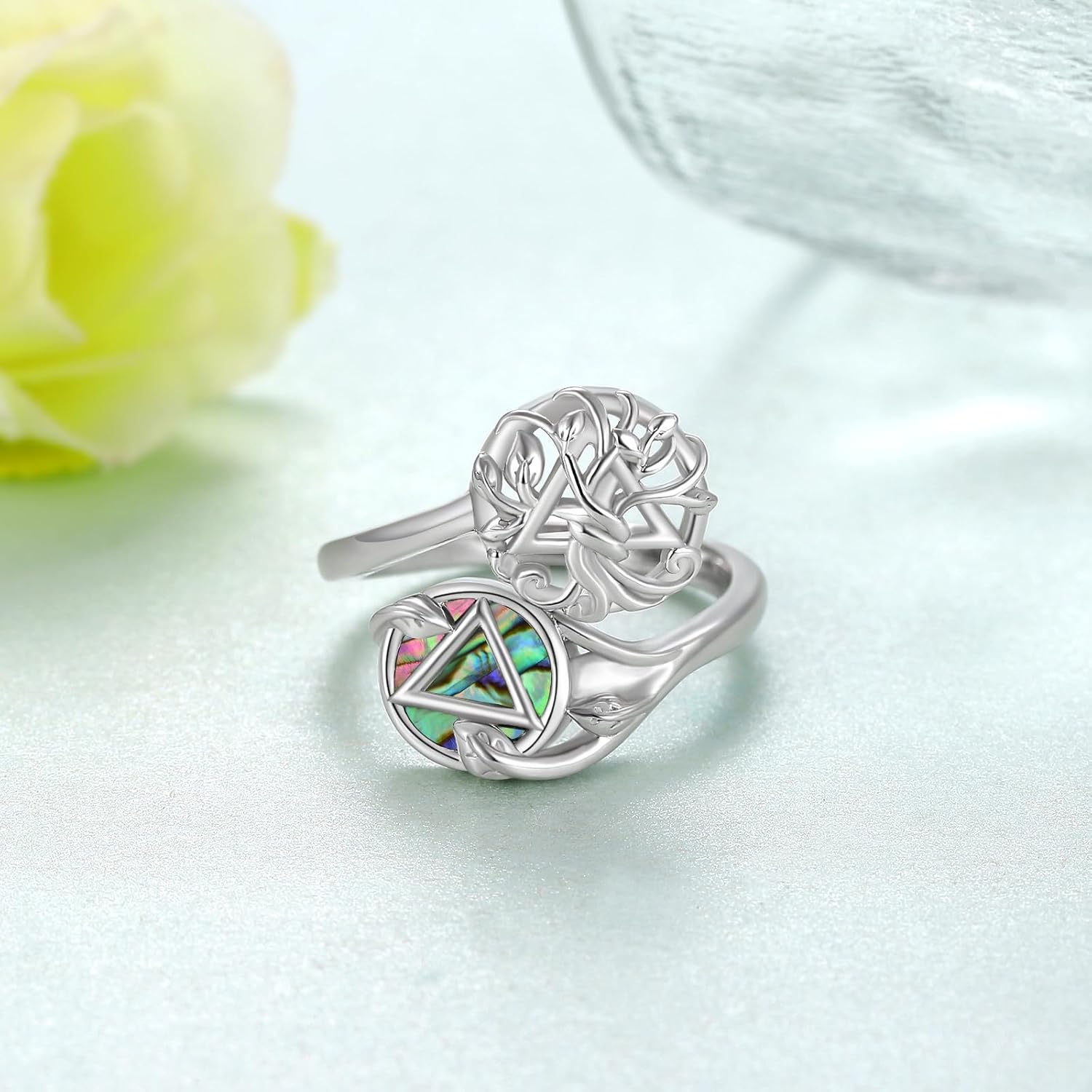 Sobriety Gifts for Women 925 Sterling Silver Tree of Life AA Recovery Ring Alcoholics Anonymous Gifts for Women