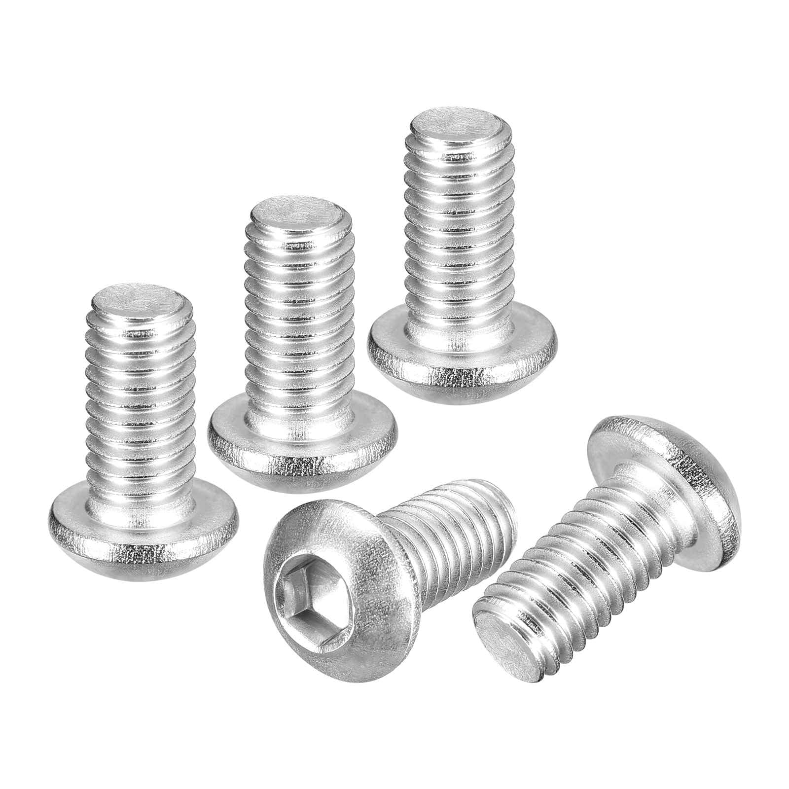 DTGN M6-1x12mm Button Head Socket Cap Screws - 30Pack - Good for Road Bicycle, Mountain Bike, Auto, Motorcycle - 304 Stainless Steel Whitewashed - Hex