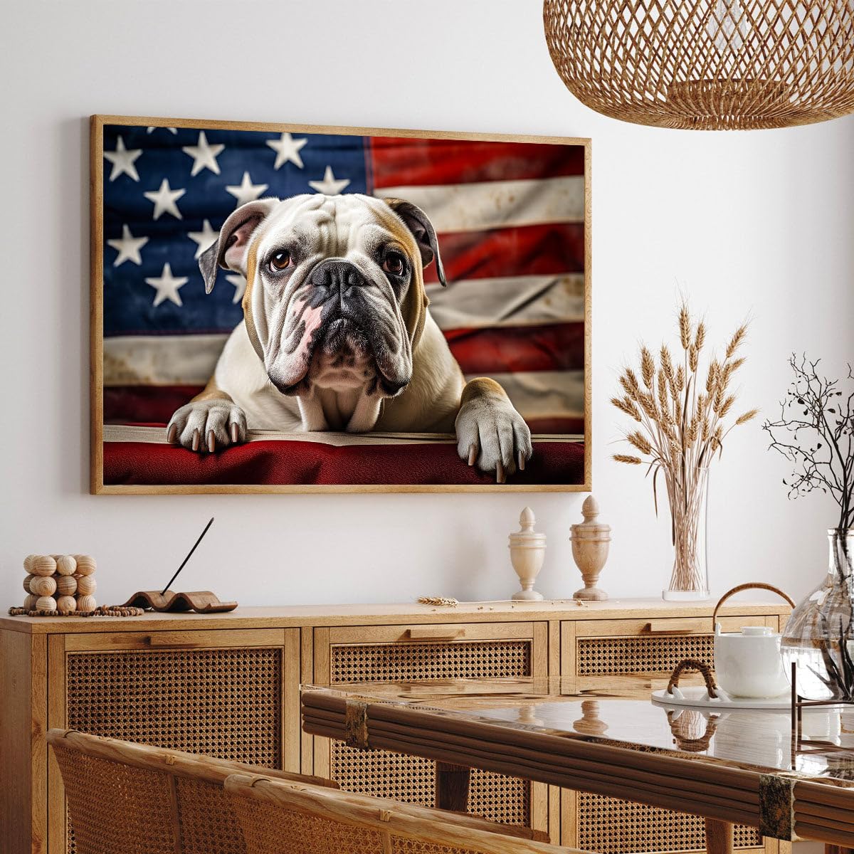 Amazon.com: Hudo American Bulldog Dog American Flag Canvas Poster