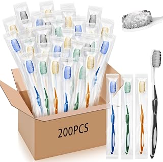 Maxcheck 200 Pack Colorful Prepasted Disposable Toothbrushes Bulk Individually Wrapped Toothbrushes with Toothpaste for Travel Hotel Donation Homeless Gift (Morandi Color)