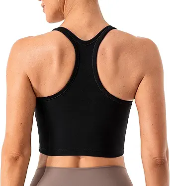 Lavento Women's Racerback Sports Bra Yoga Crop Top with Built in Bra