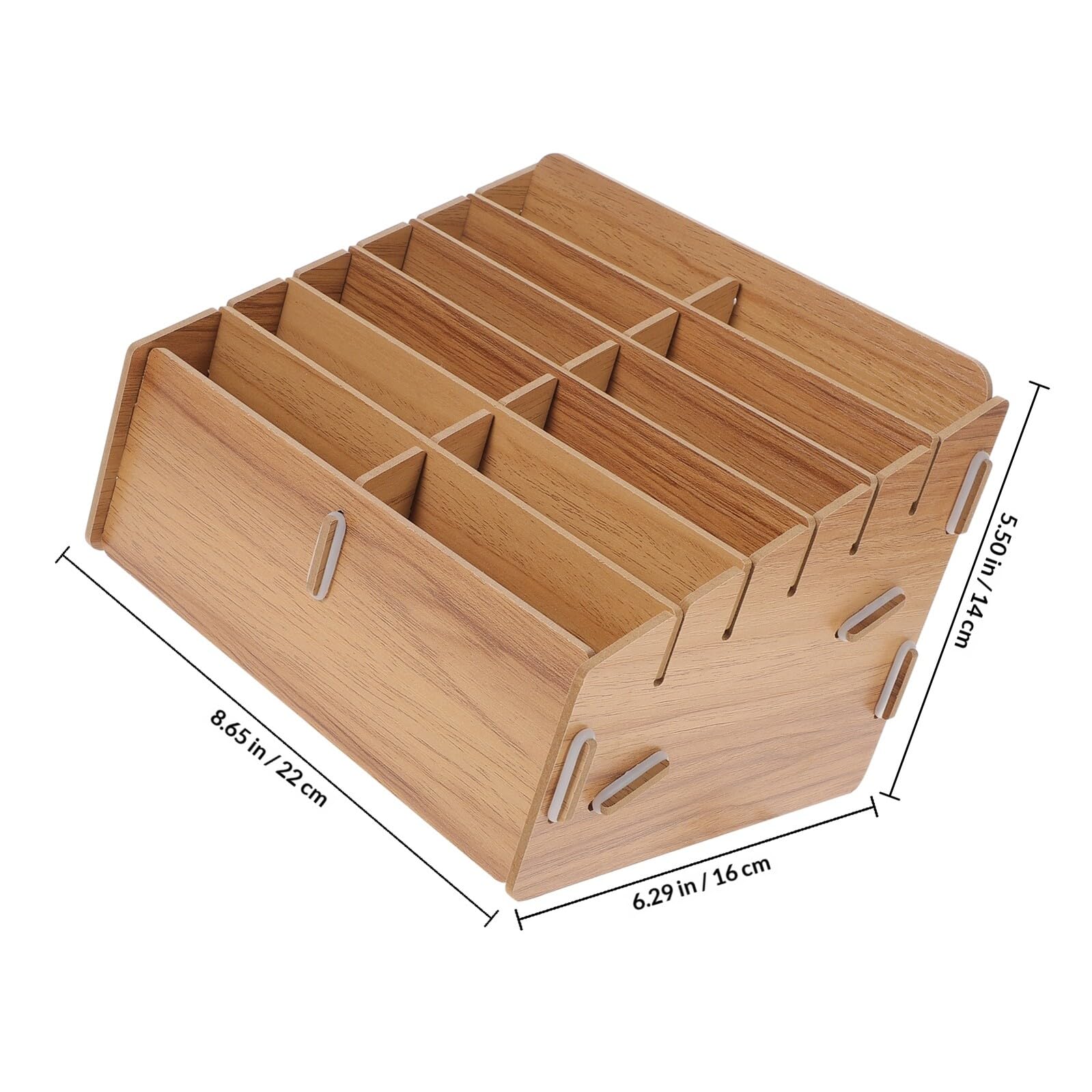 HOMSFOU Organizer per Carte da Gioco in Legno Noce a 12 Scomparti, Scatola Porta Carte da Scrivania Compatta e Leggera per Protezione e Organizzazione, Custodia Resistente Bordi