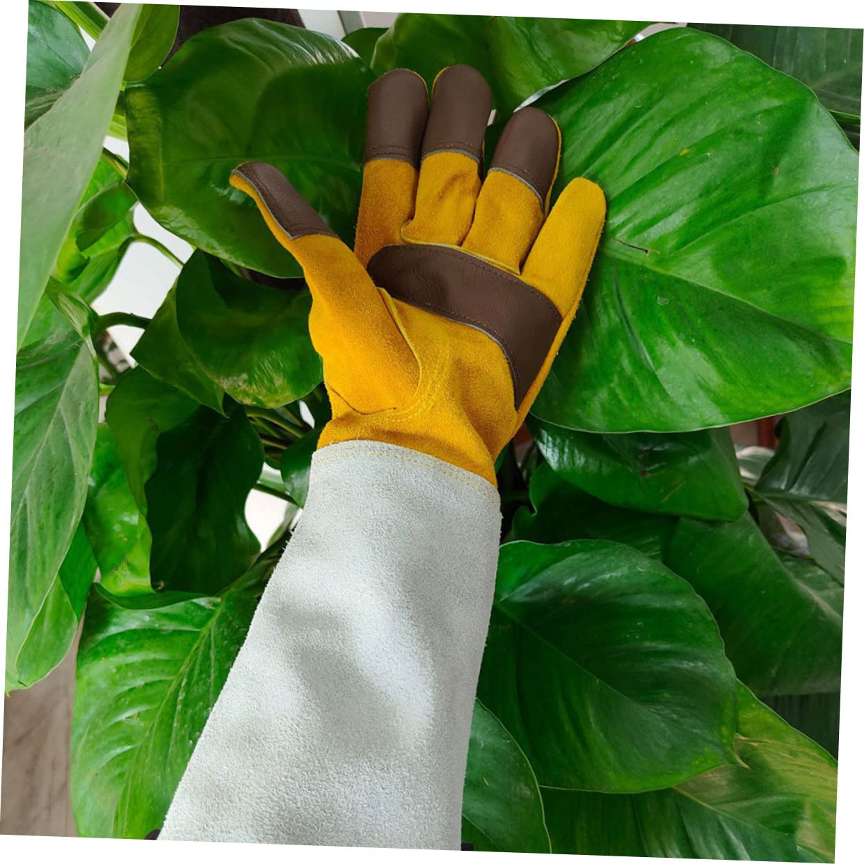 Guantes de Jardinería a Prueba de Espinas para Plantas Espinosas, Hechos de Cuero Sintético Cómodos para Mantenimiento y Manejo,