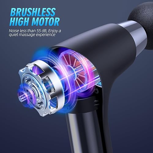 Miniatura 2 de Pistola de masaje de tejido profundo para aliviar el dolor de espalda con 5 cabezas, 6 velocidades, color negro