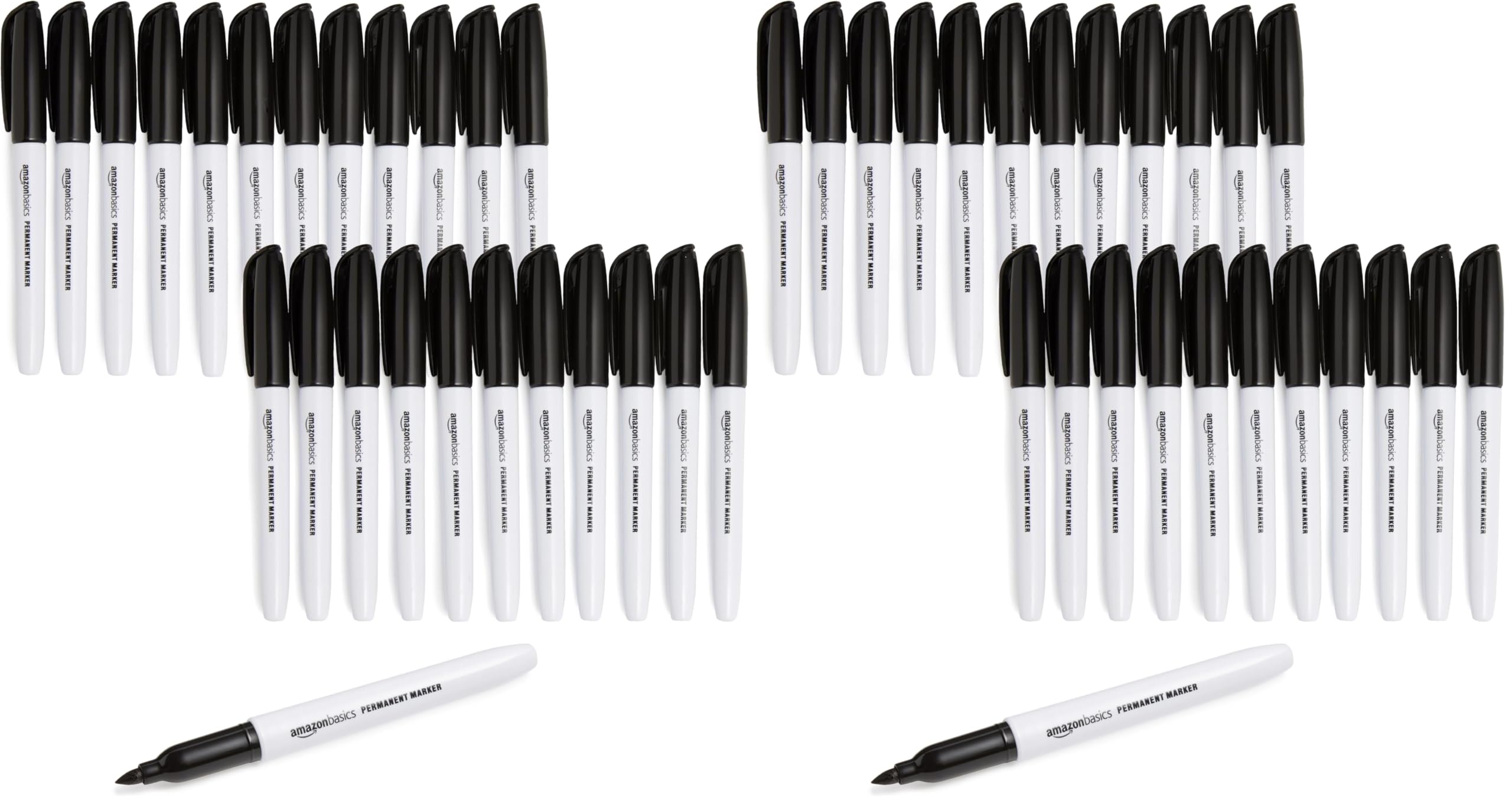 Amazon Basics Fine Tip Permanent Markers, Black, 48 Pack | Fade-Resistant Ink for Office & School - main product image