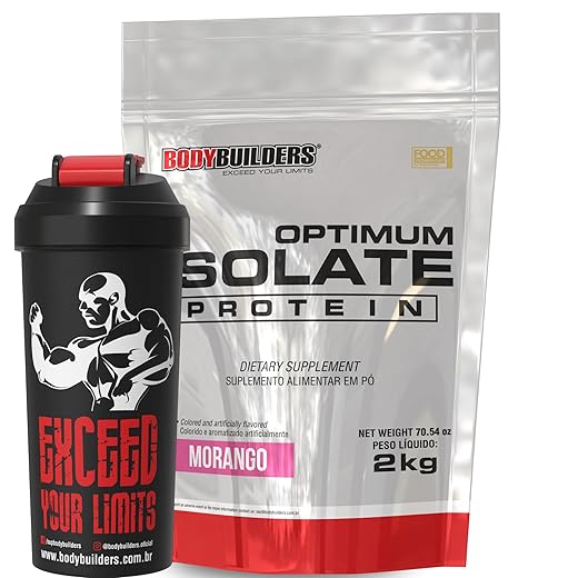 Kit Optimum Isolate Whey Protein Morango 2kg + Coqueteleira - Bodybuilders