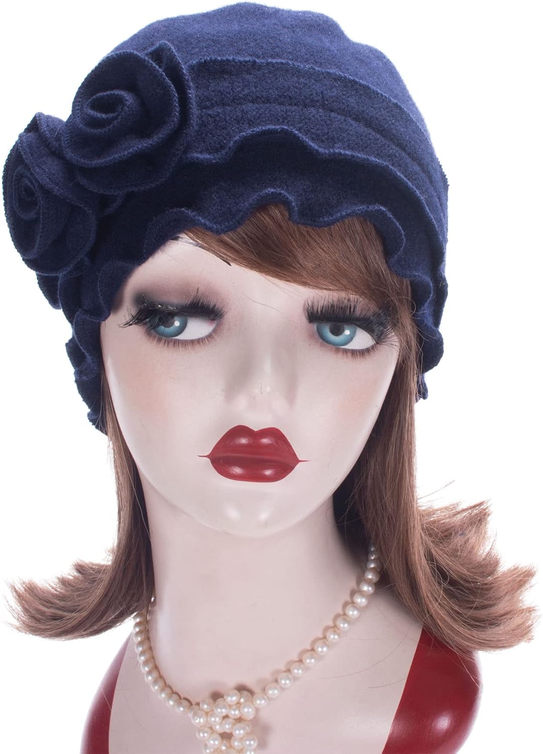 Womens Gatsby 1920s Winter Wool Cap Beret Beanie Crochet Bucket Flower Hat A285 - Image 2