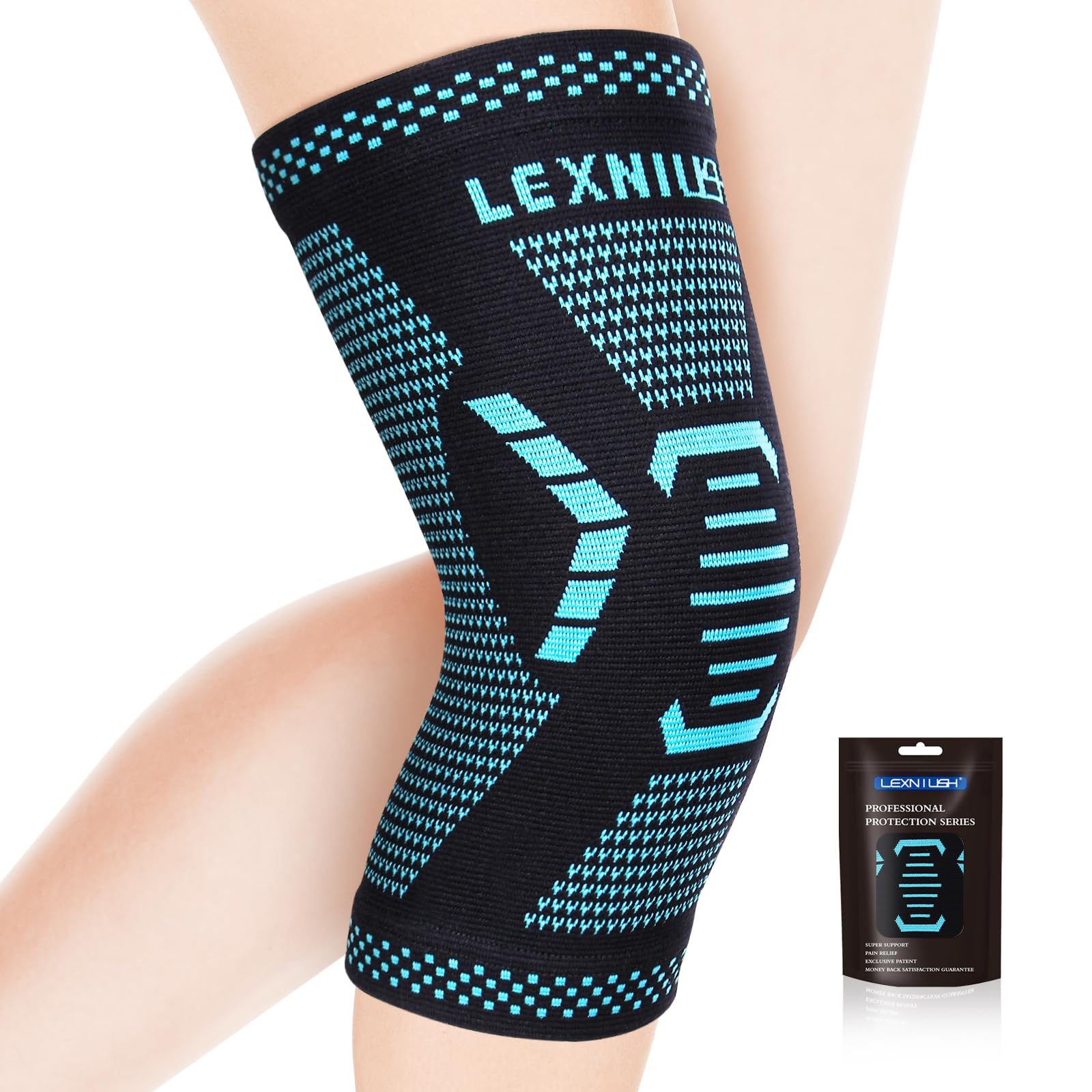 Lexniush Kniebandage für Männer Damen, Kompression Bandage Knie für Arthritis, Meniskusriss, ACL, Arthrose, Beste Kniestütze für Sport, Laufen, Wandern, Fussball, Knieorthese Rechts/Links