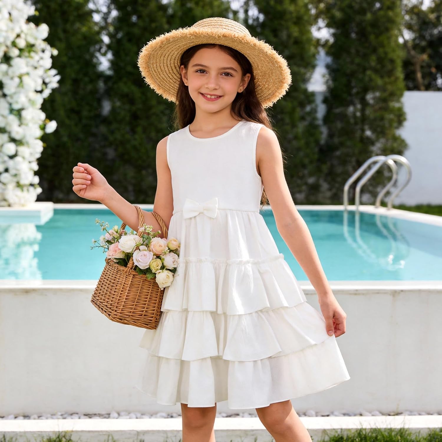 Girls Dress Kids Sleeveless Casual Dresses Little Girls Summer A-line Beach Sundress - Image 10