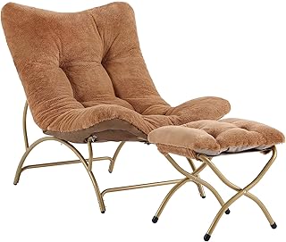 12 Dark Brown Bedroom Ideas for Rich Cozy Restful Style 74 Tiita Accent Lazy Chair with Ottoman, Comfy Lounge Chair with Metal Fram...