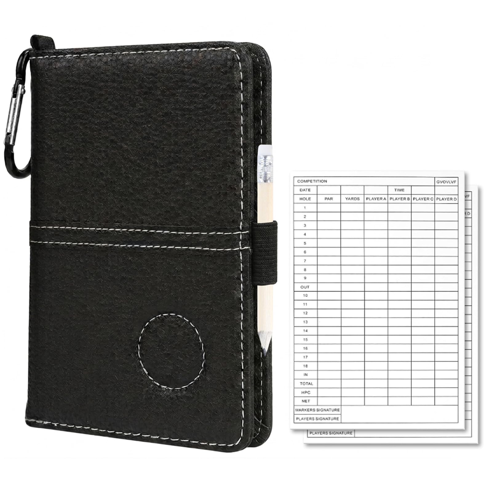lrgnixs Golf Scorecard Holder Set,Waterproof Leather Scorecard Holder With Golf Pencil and 2 Scorecards,Golf Golf Card Holder Notebook for Men & Women,Golf Accessories