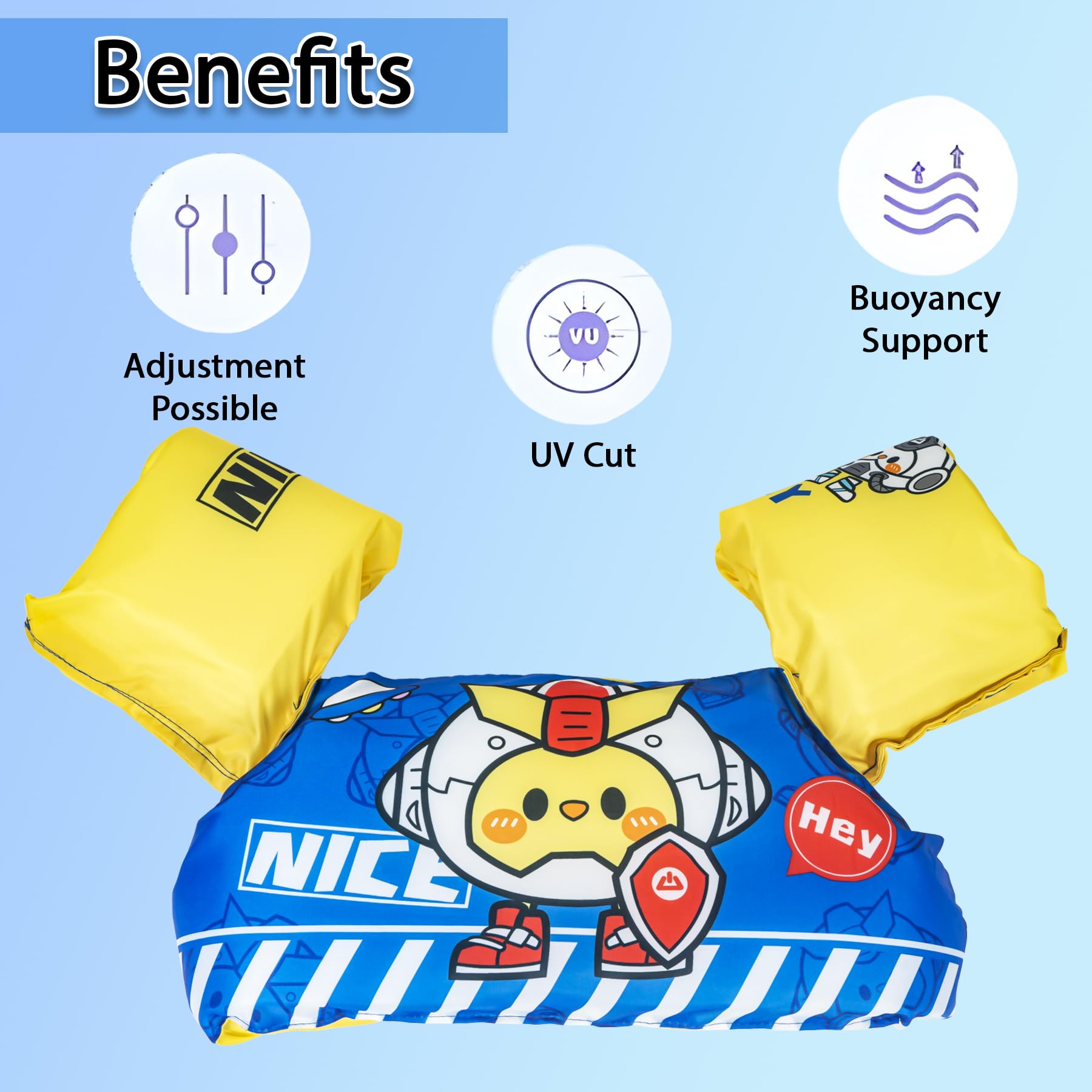 Koochie-Koo Cute Cartoon Dinosaur Printed Cool Beach/Pool Party Float Arm Band Swimming Trainer Vest Life Jacket Safety Gear for Baby Boys and Girls 22 to 55 lbs (Pack of 1, Green) - Image 3 thumbnail
