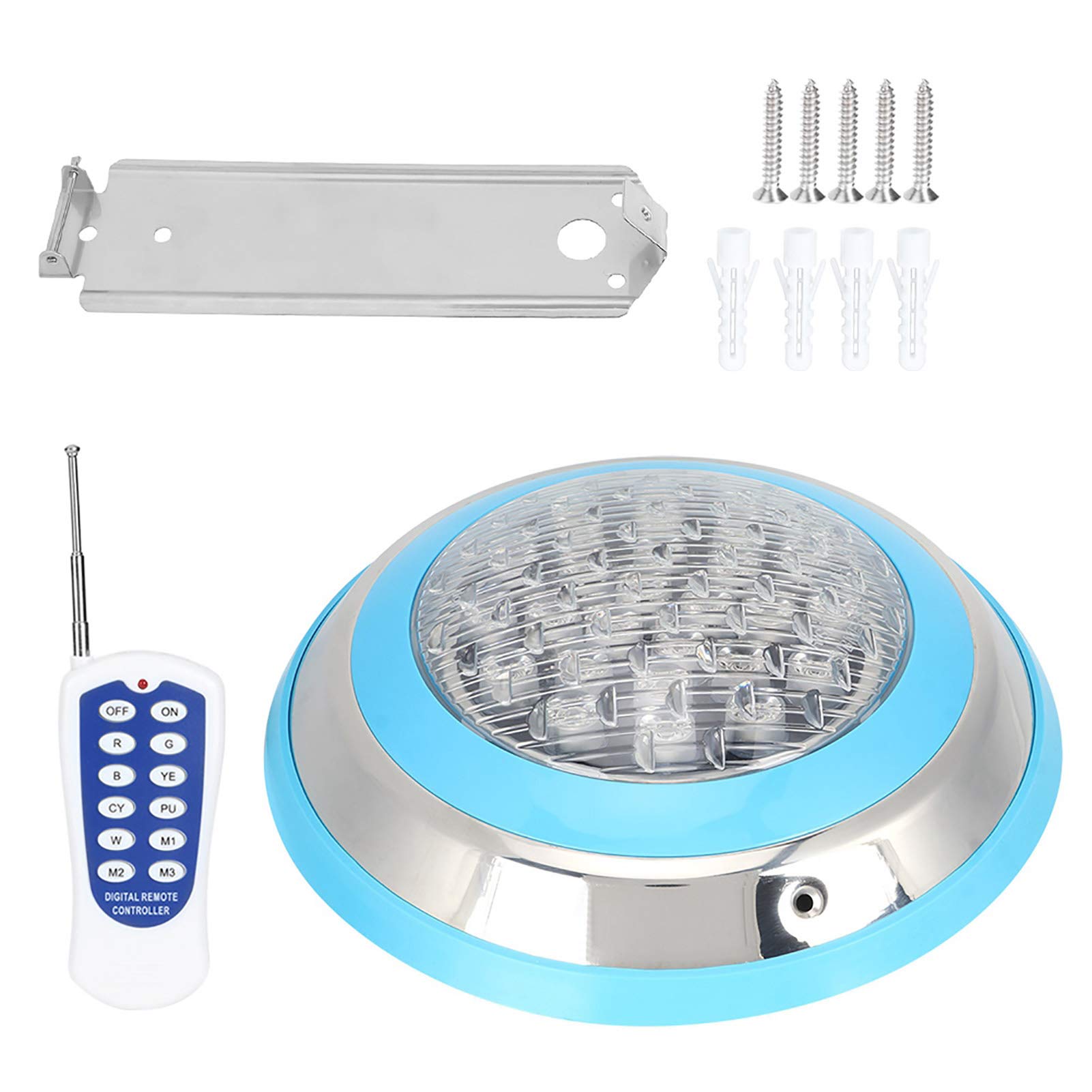 Jeffergarden Luce LED Sommergibile, Luce Subacquea 24W, Luce Subacquea LED AC 12V 24LED Luce Subacquea Telecomando Illuminazione Impermeabile per Piscina