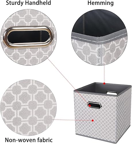 Vista 150 de Cubos de almacenamiento plegables negros, caja de almacenamiento de tela, cestas organizadoras con asas dobles para organizador del hogar