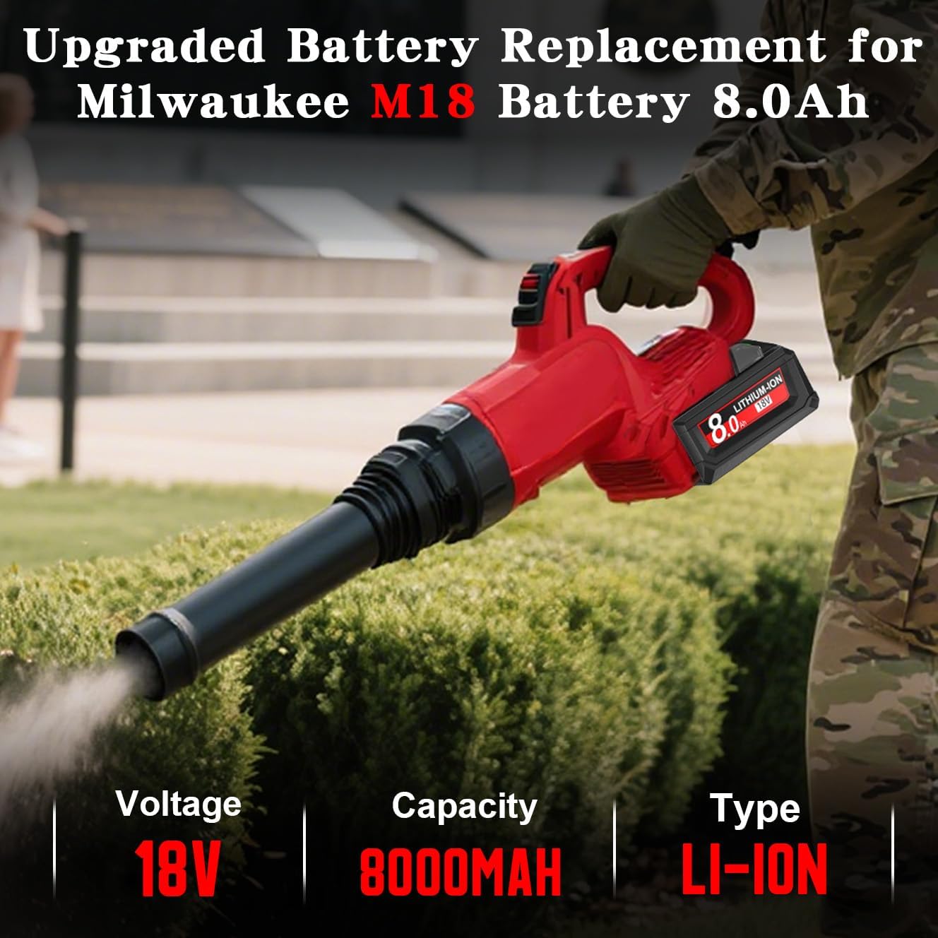 2Pack 8.0Ah m18 Battery Replacement for Milwaukee 18V Lithium Battery 18 Volt Compa... - Image 2